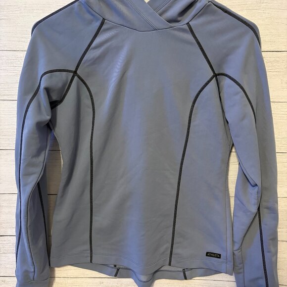 Athleta Women’s Hoodie Light Fleece Long Sleeve Pullover Blue Small - Picture 1 of 4